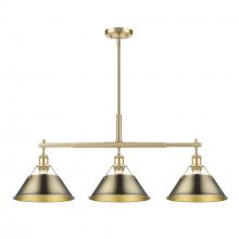  3306-LP BCB-AB - Orwell BCB 3 Light Linear Pendant in Brushed Champagne Bronze with Aged Brass shades